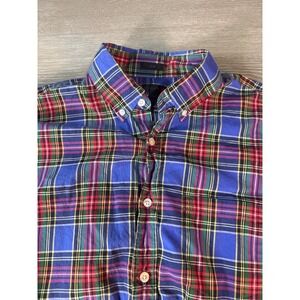 J Crew Slim Fit Plaid Button Down Shirt Men's Size Medium Blue Red Green Yellow
